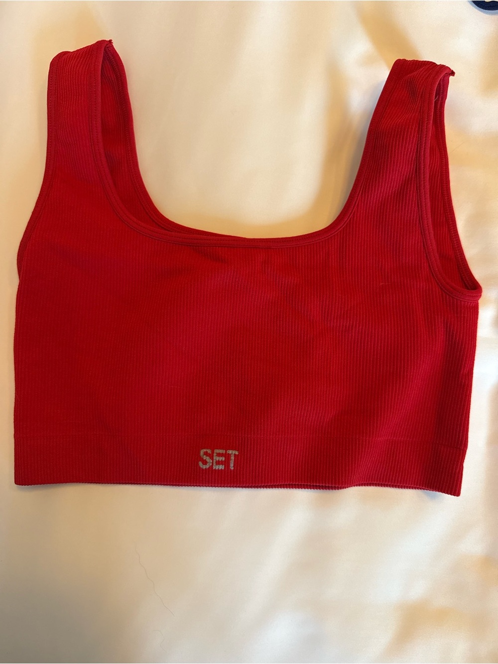 SET Active Red Ribbed Scoop Sports Bralette